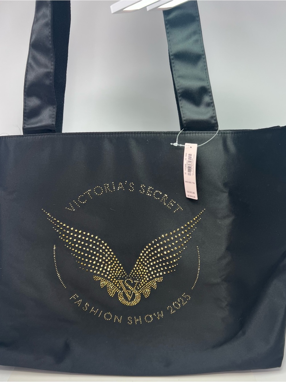 Victoria’s Secret Fashion Show 2025 Black Tote Bag Gold Stud Logo Large New Tags